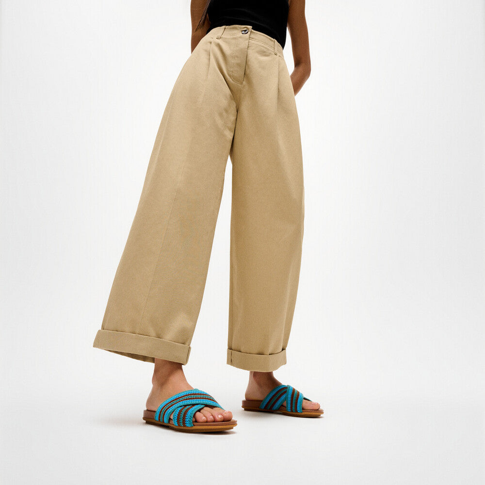 GRACIE STRIPE-WEBBING CROSS SLIDES