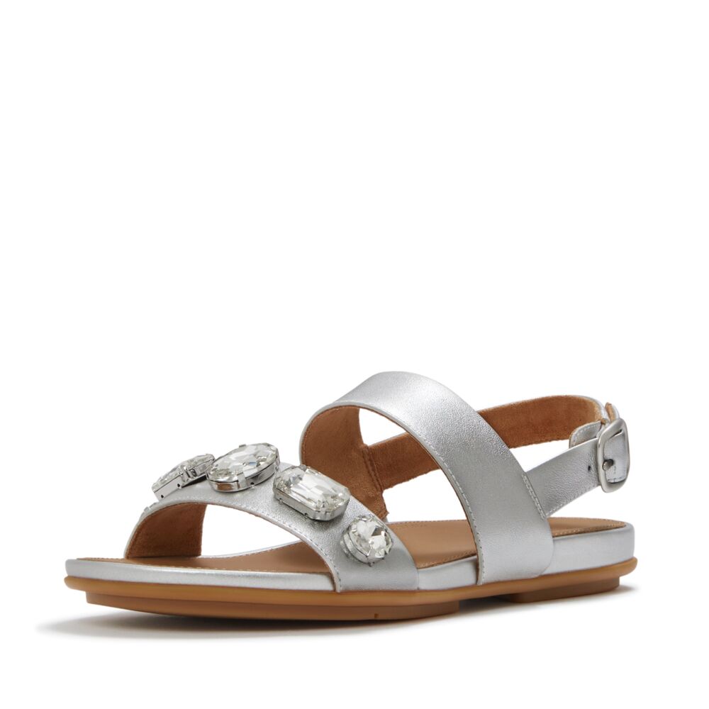 GRACIE ULTRA-JEWEL LEATHER BACK-STRAP SANDALS