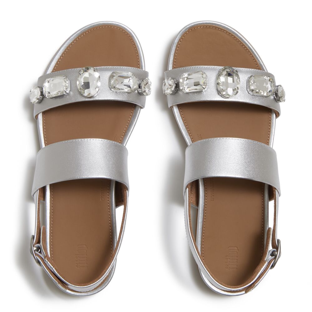 GRACIE ULTRA-JEWEL LEATHER BACK-STRAP SANDALS