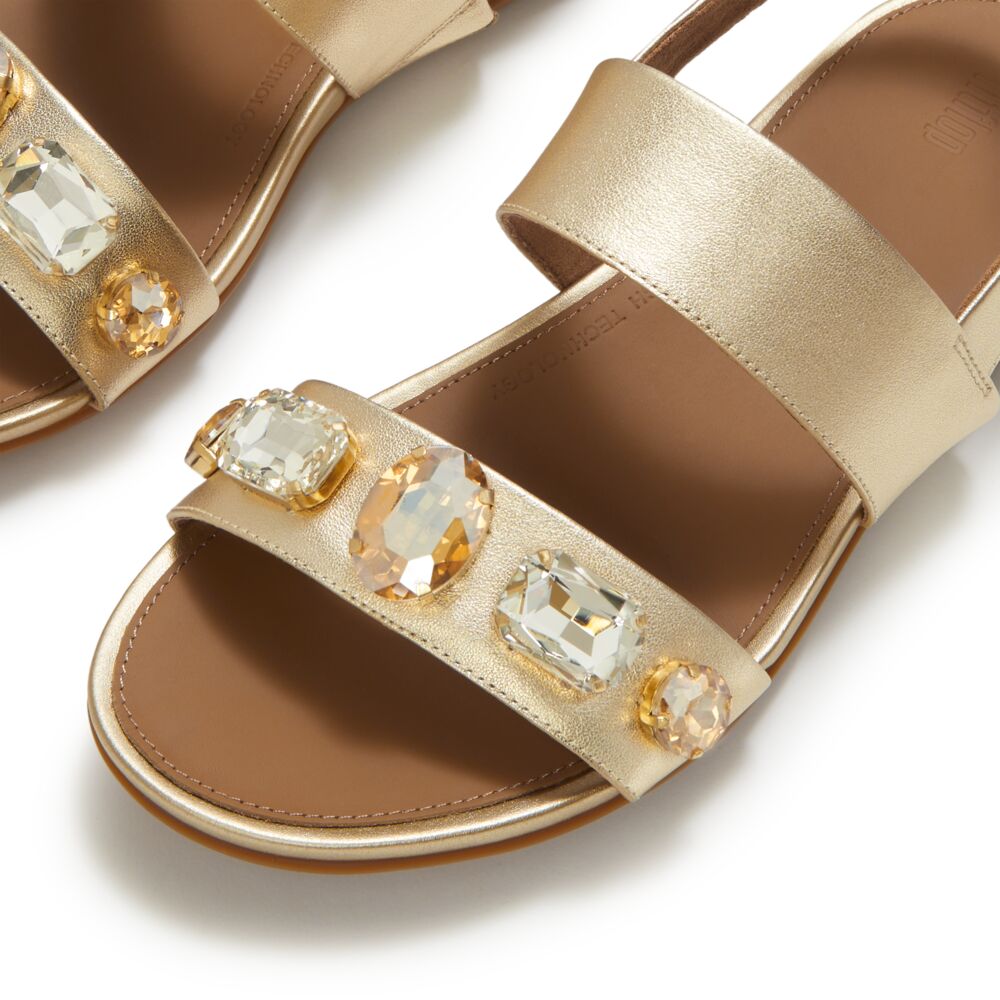 GRACIE ULTRA-JEWEL LEATHER BACK-STRAP SANDALS