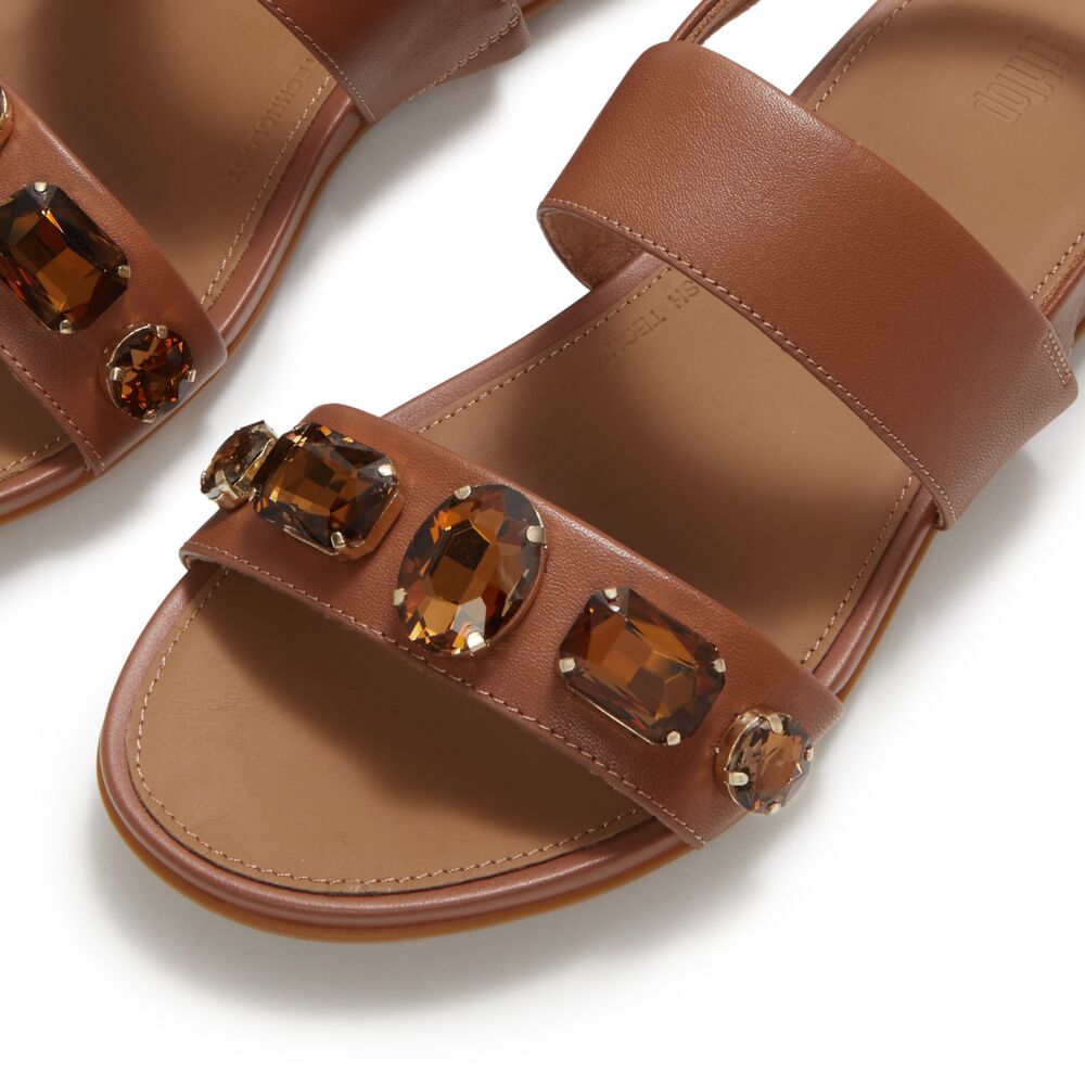 GRACIE ULTRA-JEWEL LEATHER BACK-STRAP SANDALS