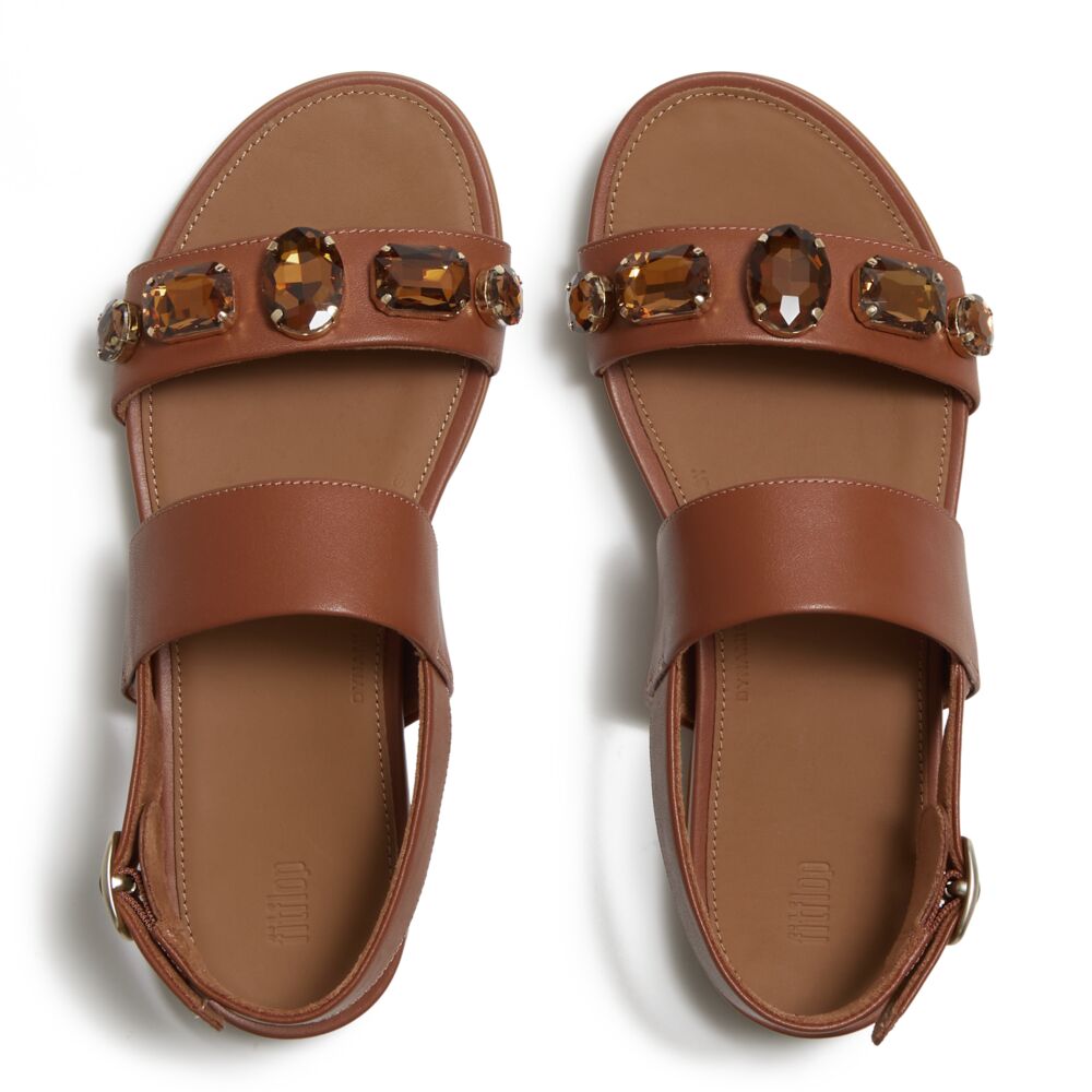 GRACIE ULTRA-JEWEL LEATHER BACK-STRAP SANDALS