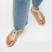 GRACIE ULTRA-JEWEL LEATHER T-BAR SANDALS