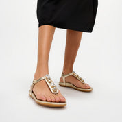 GRACIE ULTRA-JEWEL LEATHER T-BAR SANDALS