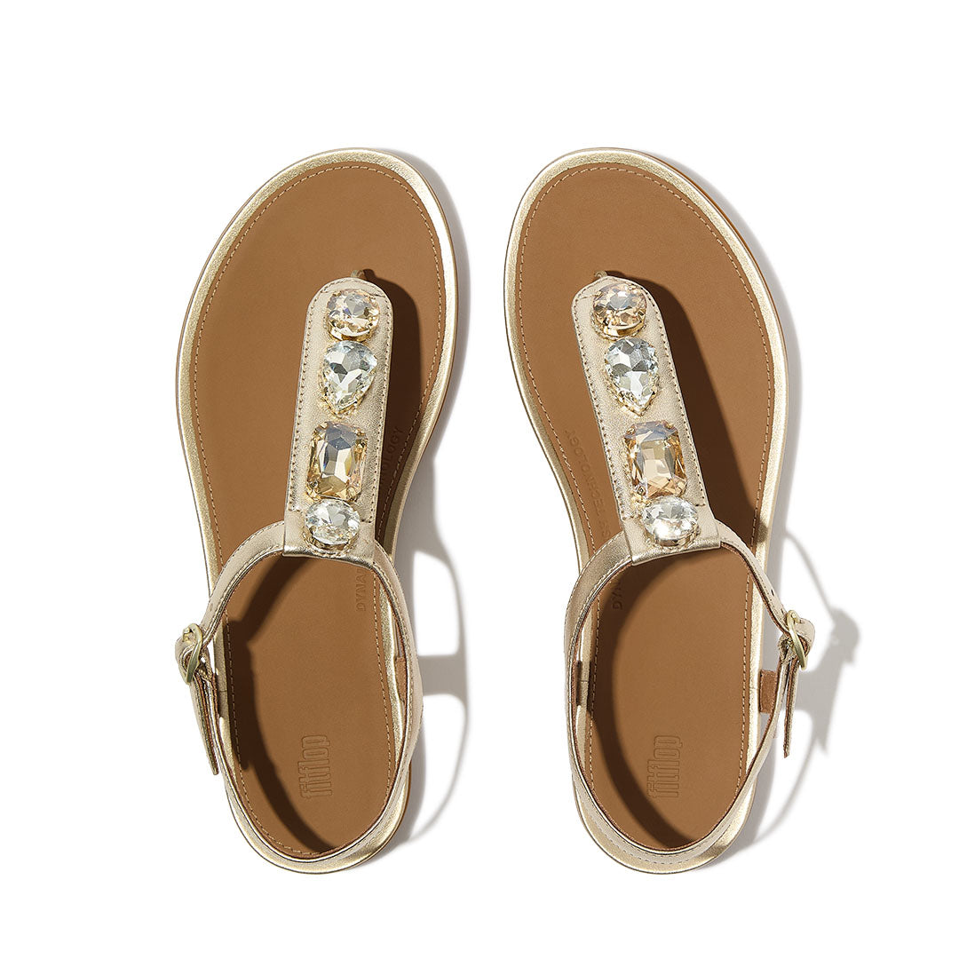 GRACIE ULTRA-JEWEL LEATHER T-BAR SANDALS