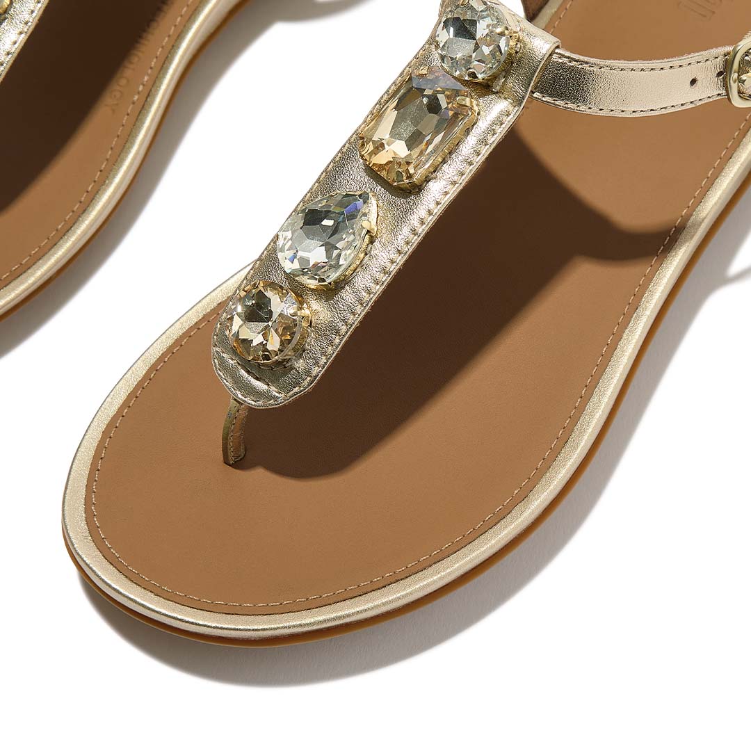 GRACIE ULTRA-JEWEL LEATHER T-BAR SANDALS