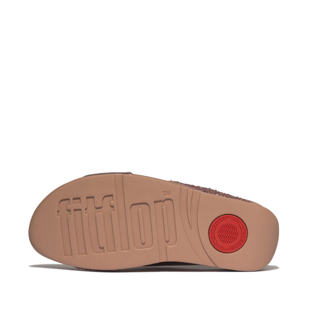LULU CRYSTAL-MIX METALLIC CROSS SLIDES