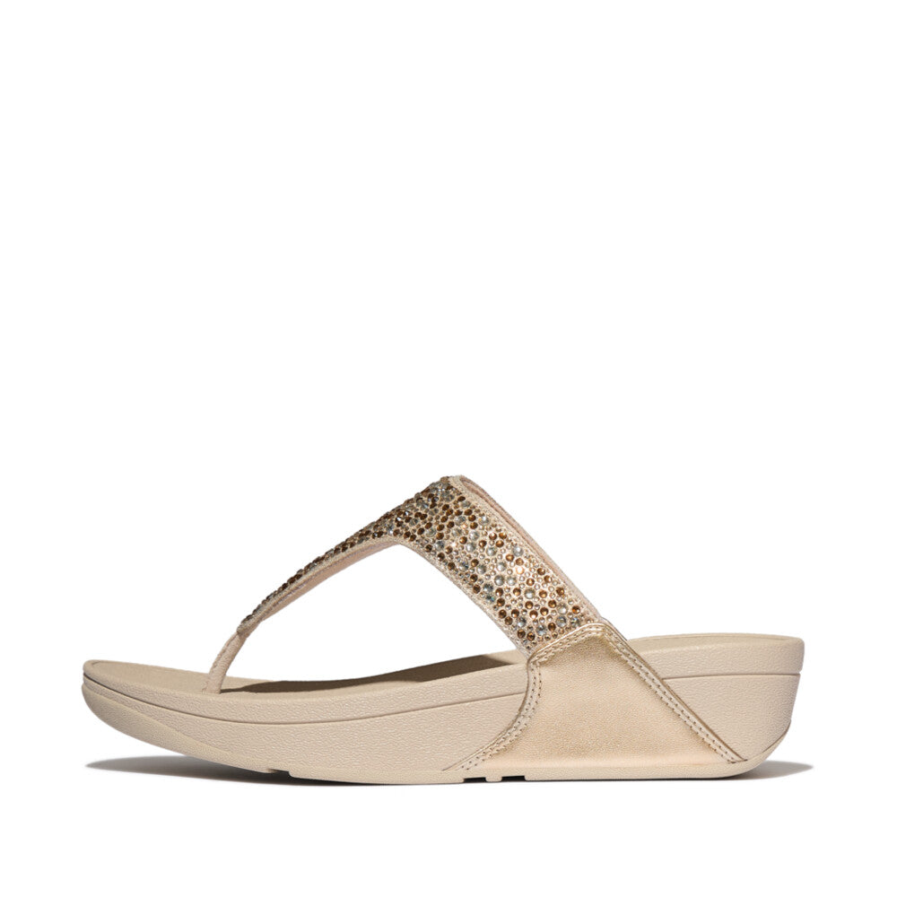 LULU CRYSTAL-MIX METALLIC TOE-POST SANDALS