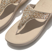 LULU CRYSTAL-MIX METALLIC TOE-POST SANDALS