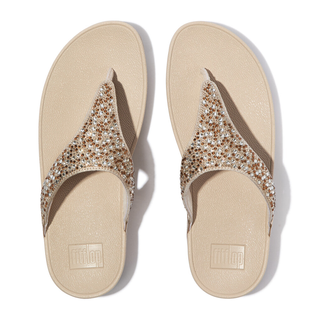 LULU CRYSTAL-MIX METALLIC TOE-POST SANDALS