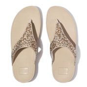 LULU CRYSTAL-MIX METALLIC TOE-POST SANDALS