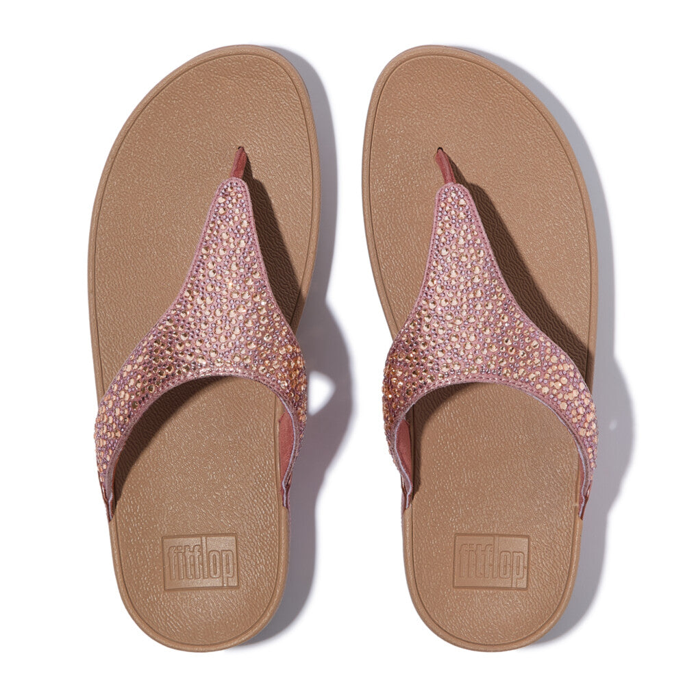 LULU CRYSTAL-MIX METALLIC TOE-POST SANDALS