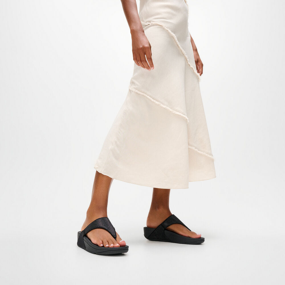 LULU SHIMMERGLITZ TOE-POST SANDALS