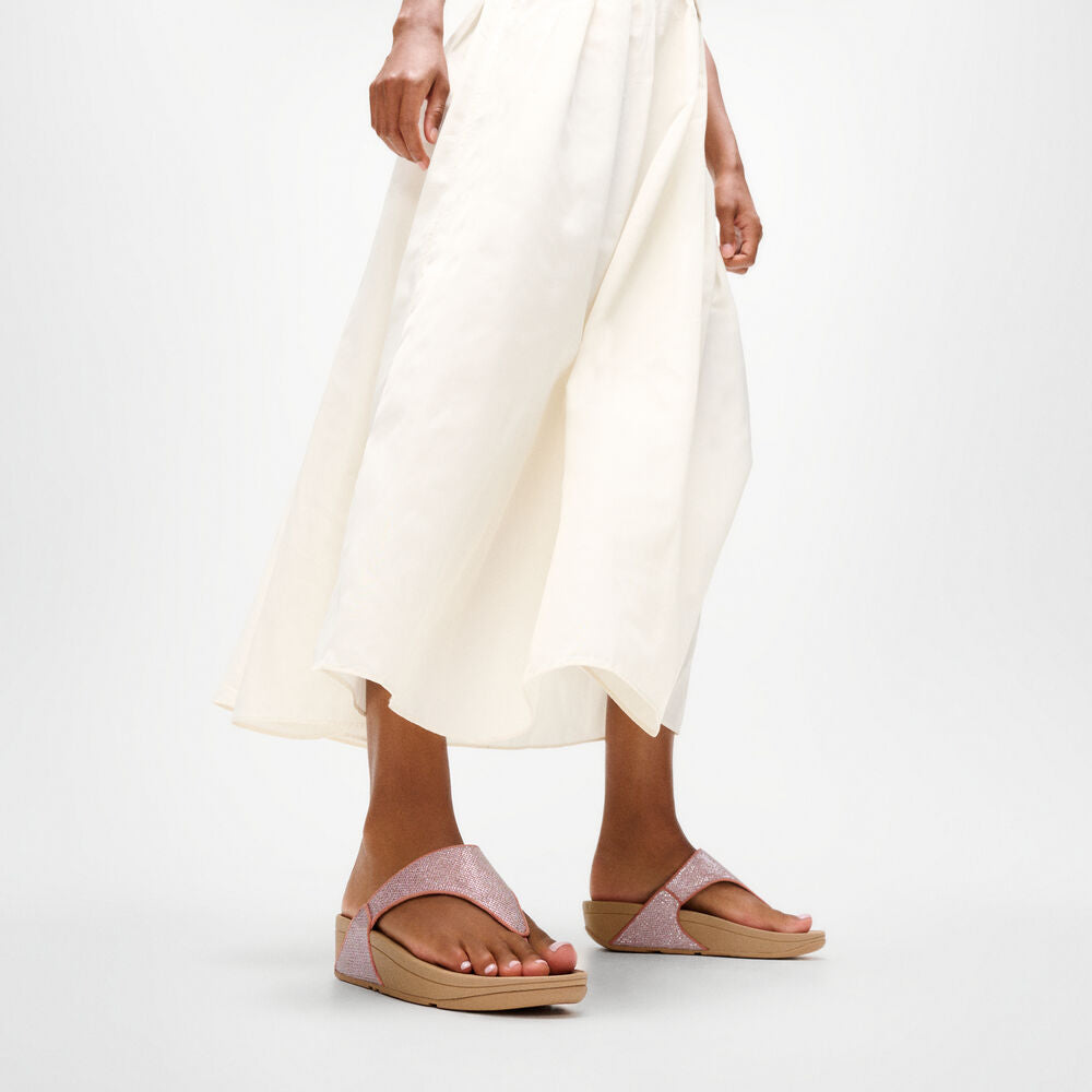 LULU SHIMMERGLITZ TOE-POST SANDALS