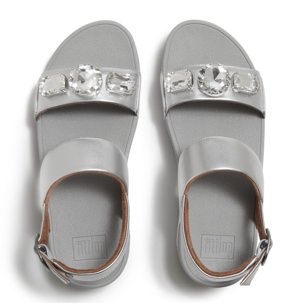 LULU ULTRA-JEWEL METALLIC BACK-STRAP SANDALS