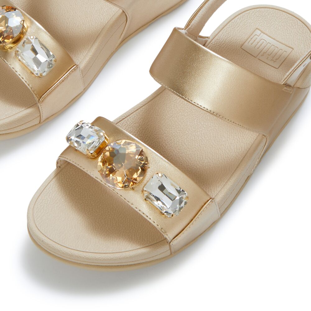 LULU ULTRA-JEWEL METALLIC BACK-STRAP SANDALS