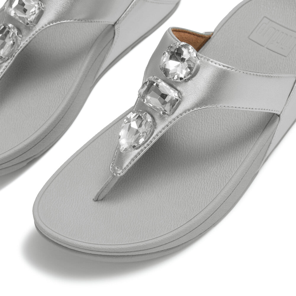 LULU ULTRA-JEWEL METALLIC TOE-POST SANDALS