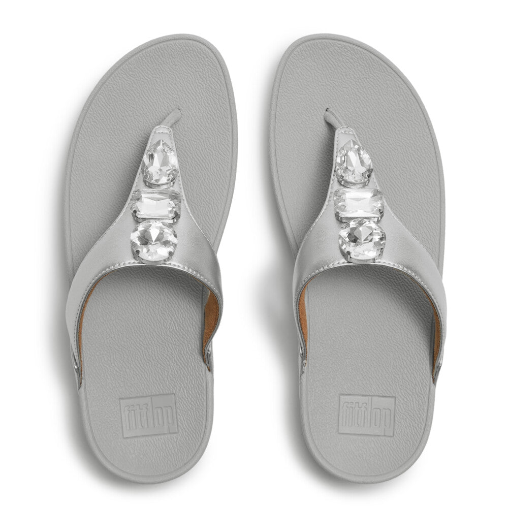 LULU ULTRA-JEWEL METALLIC TOE-POST SANDALS