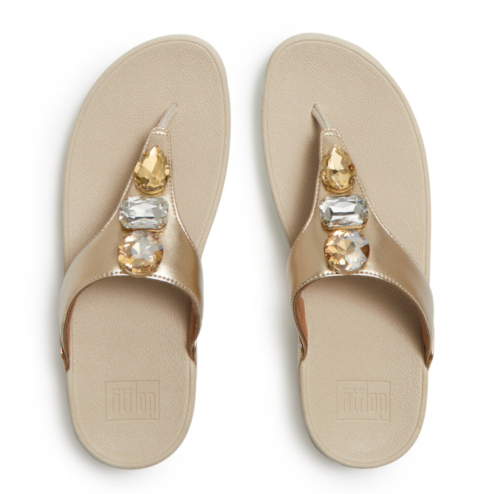 LULU ULTRA-JEWEL METALLIC TOE-POST SANDALS
