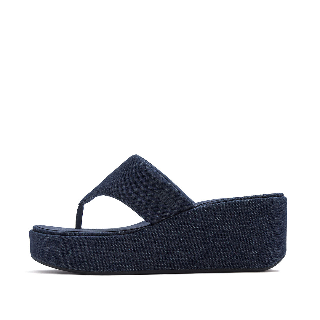 PLATFFORMS DENIM WEDGE TOE-POST SANDALS