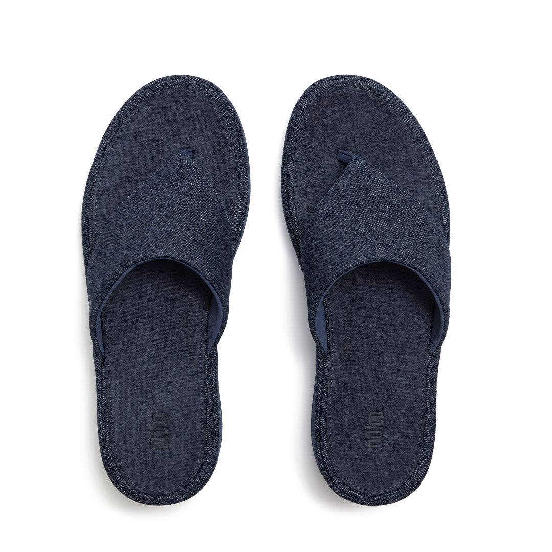 PLATFFORMS DENIM WEDGE TOE-POST SANDALS