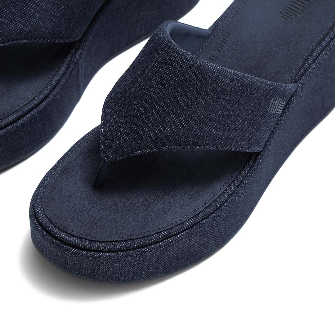 PLATFFORMS DENIM WEDGE TOE-POST SANDALS