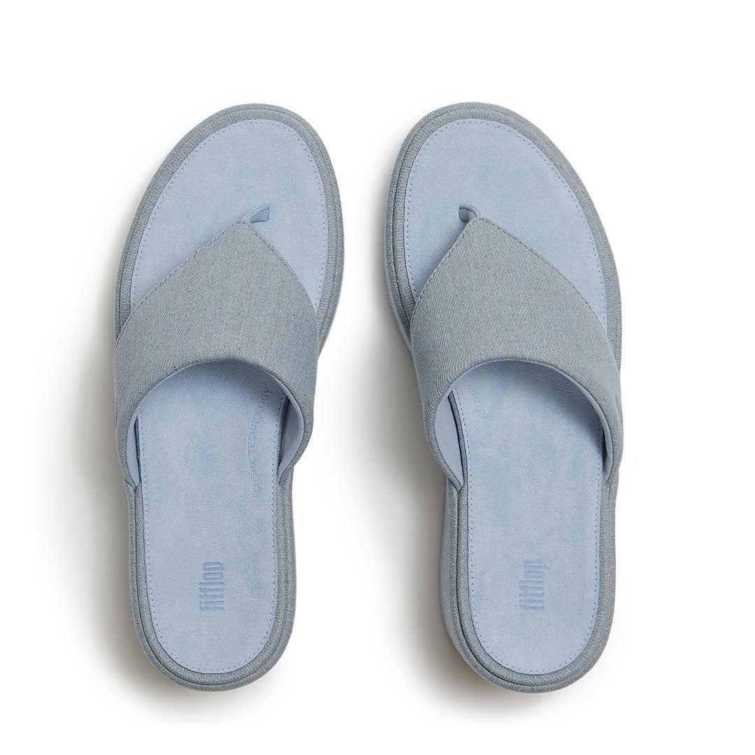 PLATFFORMS DENIM WEDGE TOE-POST SANDALS