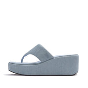 PLATFFORMS DENIM WEDGE TOE-POST SANDALS