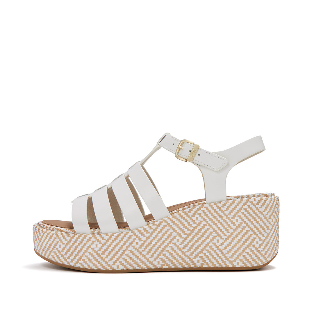 PLATFFORMS GRAPHIC-WEAVE LEATHER FISHERMAN SANDALS