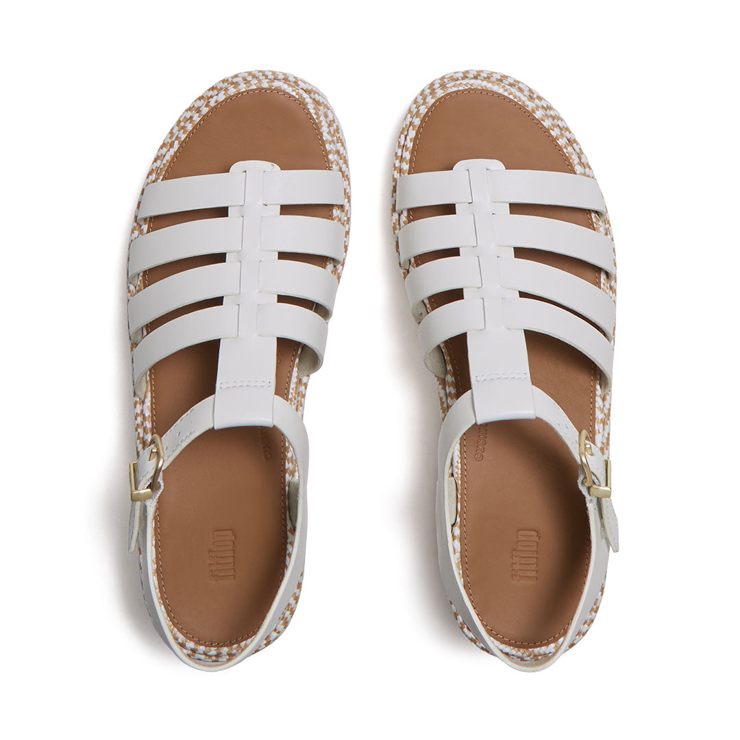 PLATFFORMS GRAPHIC-WEAVE LEATHER FISHERMAN SANDALS