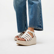 PLATFFORMS GRAPHIC-WEAVE LEATHER FISHERMAN SANDALS