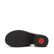 PLATFFORMS GRAPHIC-WEAVE LEATHER HEELED SLIDES