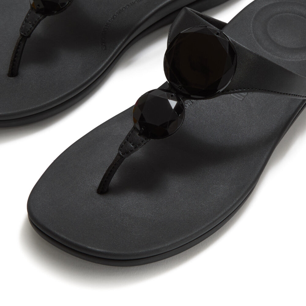 SOLAY GLOSSY-DISC TOE-POST SANDALS