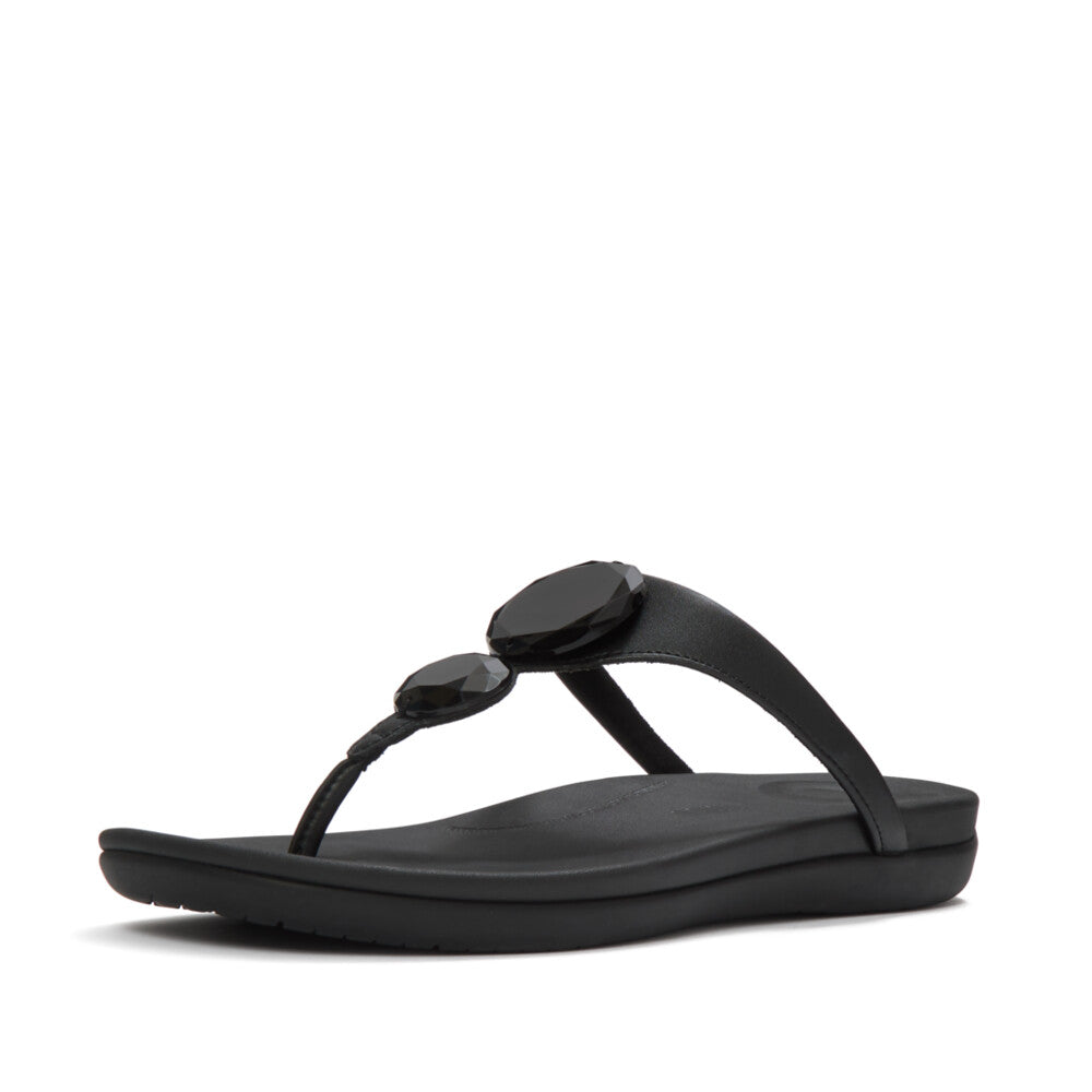 SOLAY GLOSSY-DISC TOE-POST SANDALS