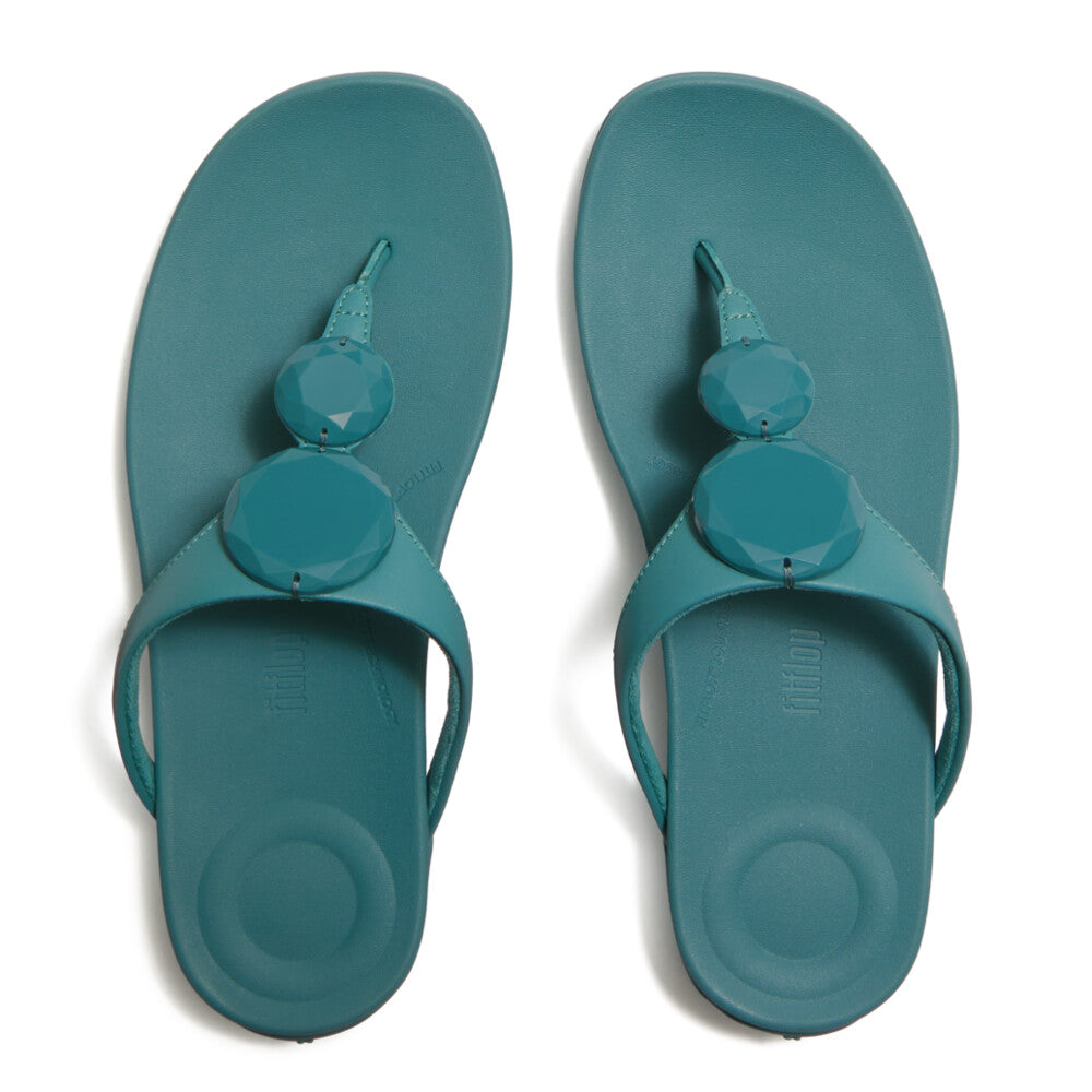 SOLAY GLOSSY-DISC TOE-POST SANDALS