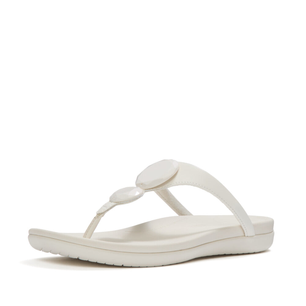 SOLAY GLOSSY-DISC TOE-POST SANDALS