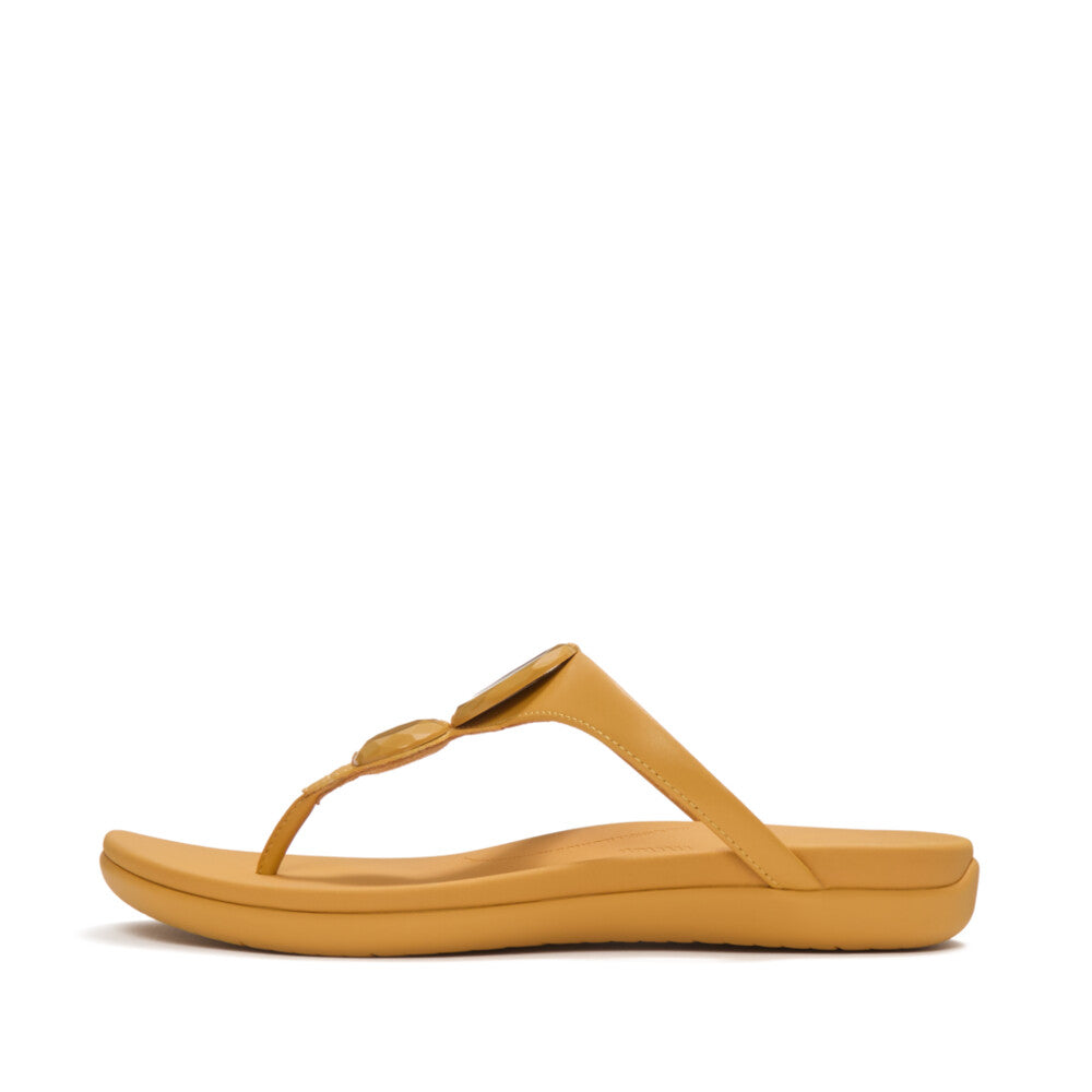 SOLAY GLOSSY-DISC TOE-POST SANDALS