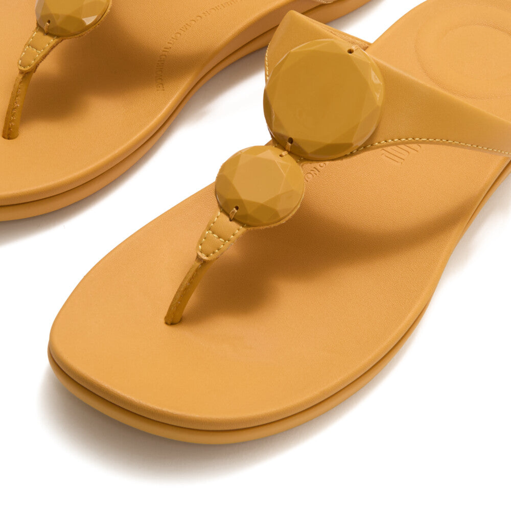 SOLAY GLOSSY-DISC TOE-POST SANDALS