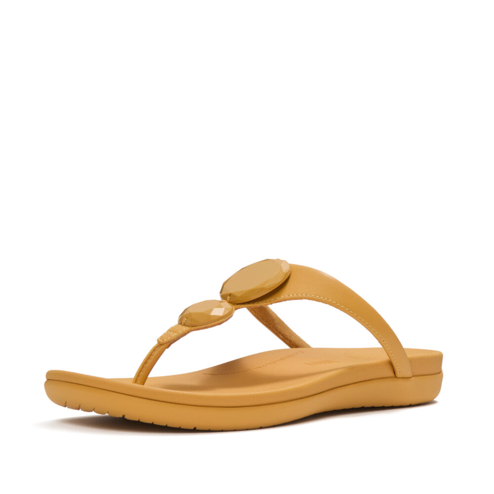 SOLAY GLOSSY-DISC TOE-POST SANDALS