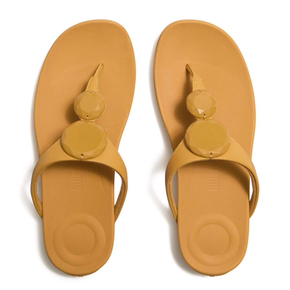 SOLAY GLOSSY-DISC TOE-POST SANDALS