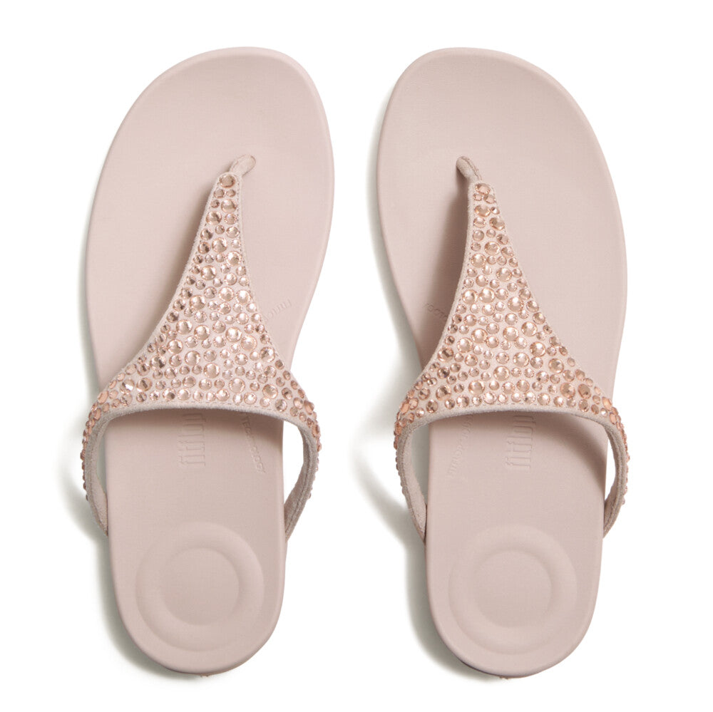 SOLAY MIXED-CRYSTAL TOE-POST SANDALS