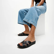 SOLAY WATERPROOF-LEATHER WOVEN SLIDES