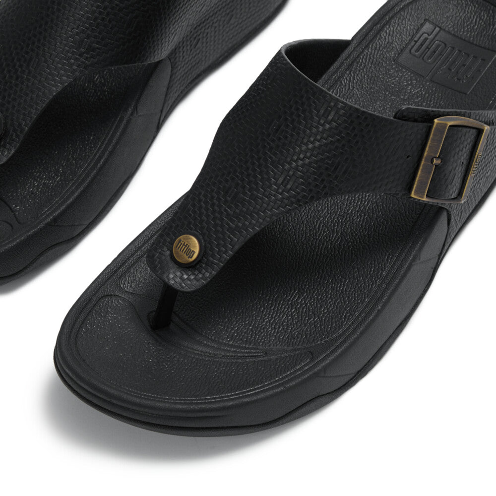 TRAKK II MENS BUCKLE EMBOSS-LEATHER T/POST SANDALS