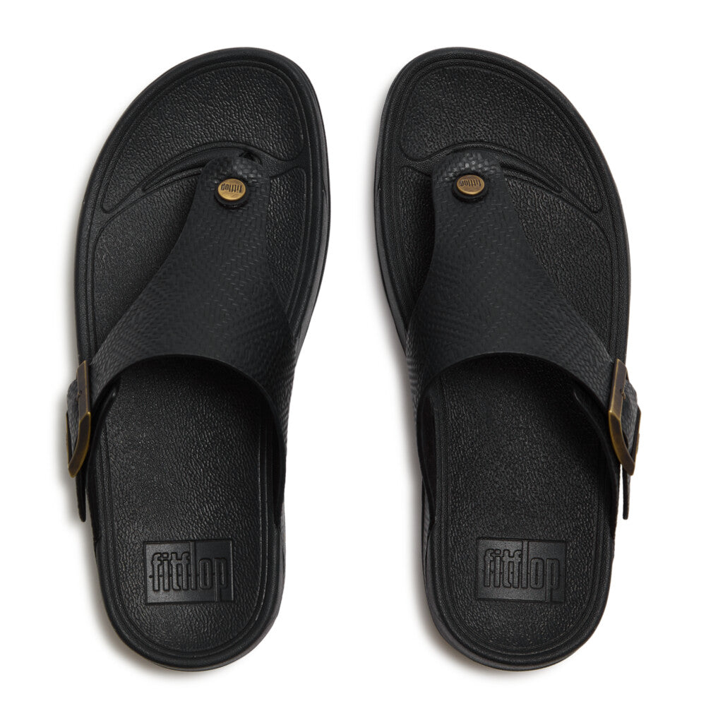 TRAKK II MENS BUCKLE EMBOSS-LEATHER T/POST SANDALS