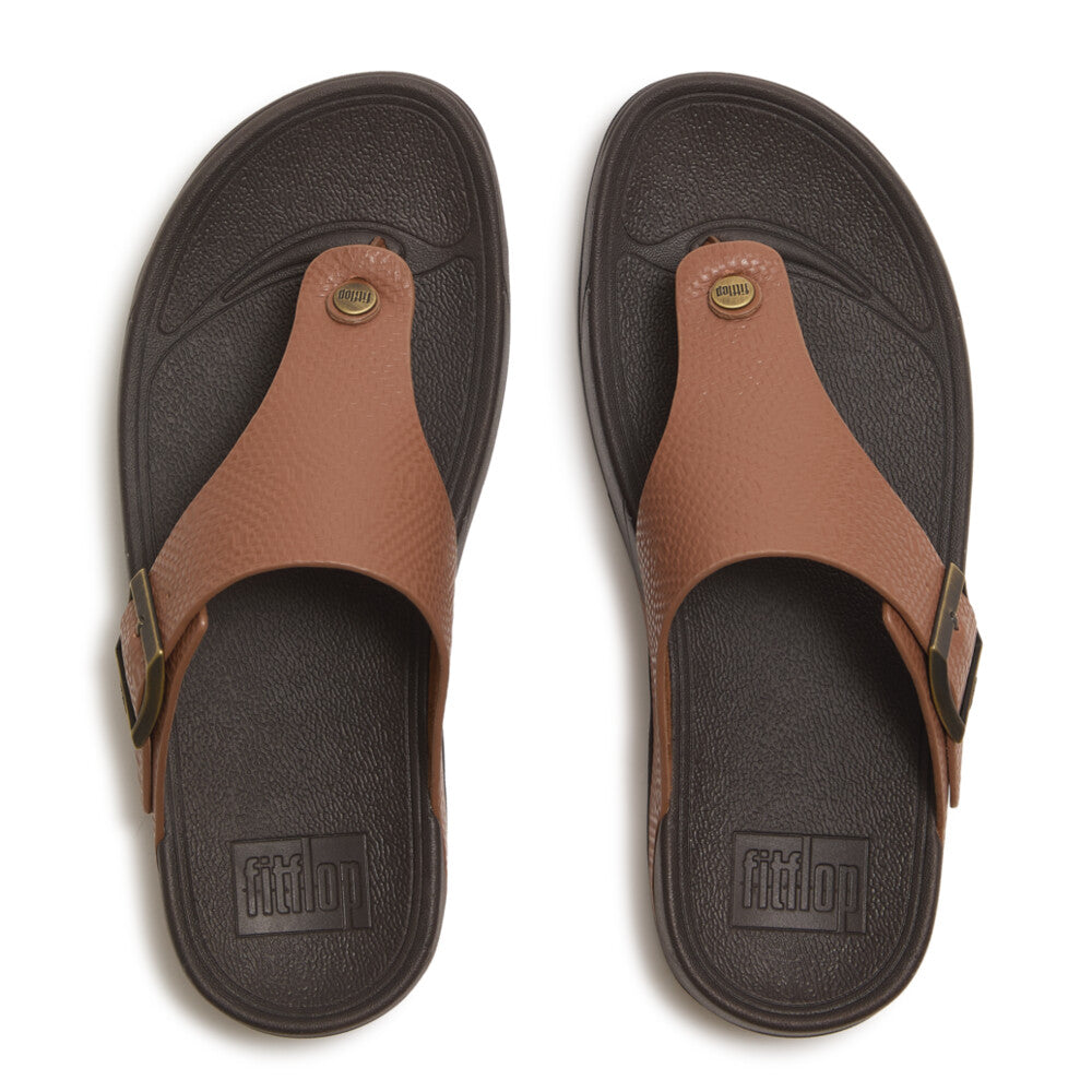 TRAKK II MENS BUCKLE EMBOSS-LEATHER T/POST SANDALS