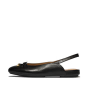 DELICATO BOW SOFT-LEATHER SLINGBACKS - BLACK (E5I-001)