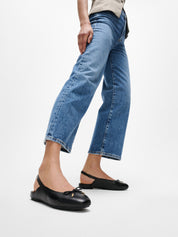 DELICATO BOW SOFT-LEATHER SLINGBACKS - BLACK (E5I-001)