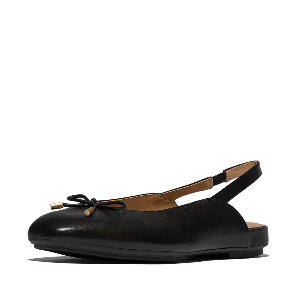DELICATO BOW SOFT-LEATHER SLINGBACKS - BLACK (E5I-001)
