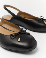 DELICATO BOW SOFT-LEATHER SLINGBACKS - BLACK (E5I-001)