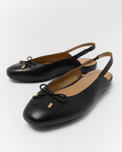 DELICATO BOW SOFT-LEATHER SLINGBACKS - BLACK (E5I-001)